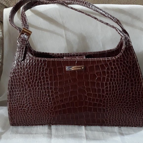 Liz Claiborne Brown Faux Crocodile Leather Purse Bag - Picture 1 of 9
